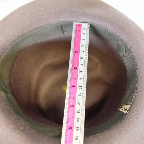 Women Hat Wool Felt Crushable Cloche Designer Brown Medium Henry Pollak Ritz Vtg main image 7